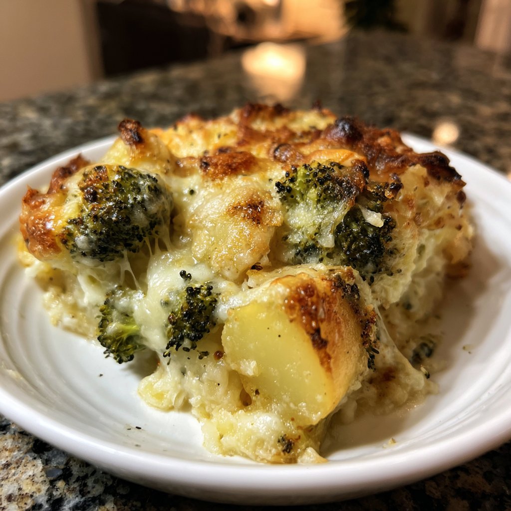 Cremiger Brokkoli Kartoffel Auflauf