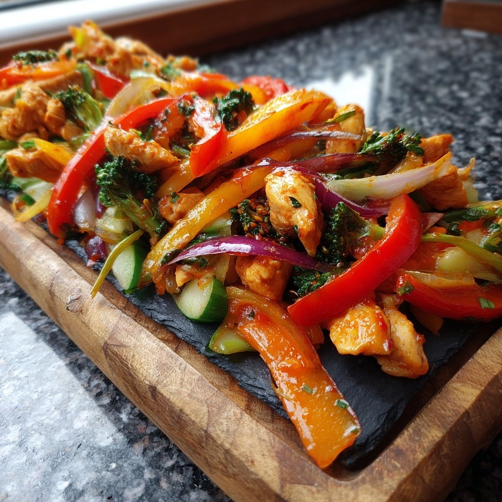 Kalorienarme Gemüsepfanne Mit Hähnchen