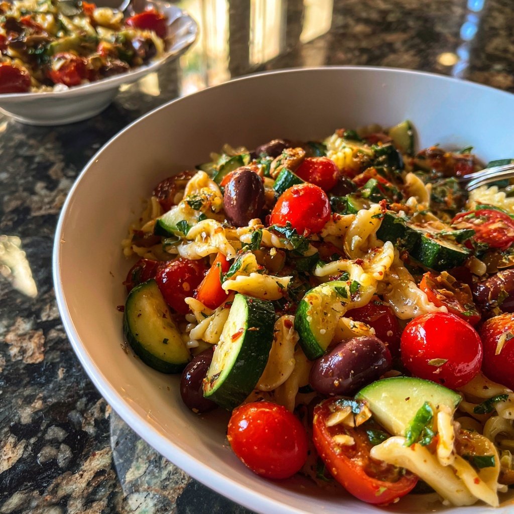 Mediterraner Nudelsalat Mit Oliven