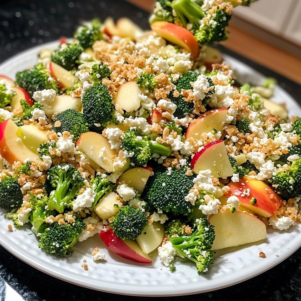 Brokkoli-Salat mit Äpfeln, Nüssen & Feta – Knackig & frisch
