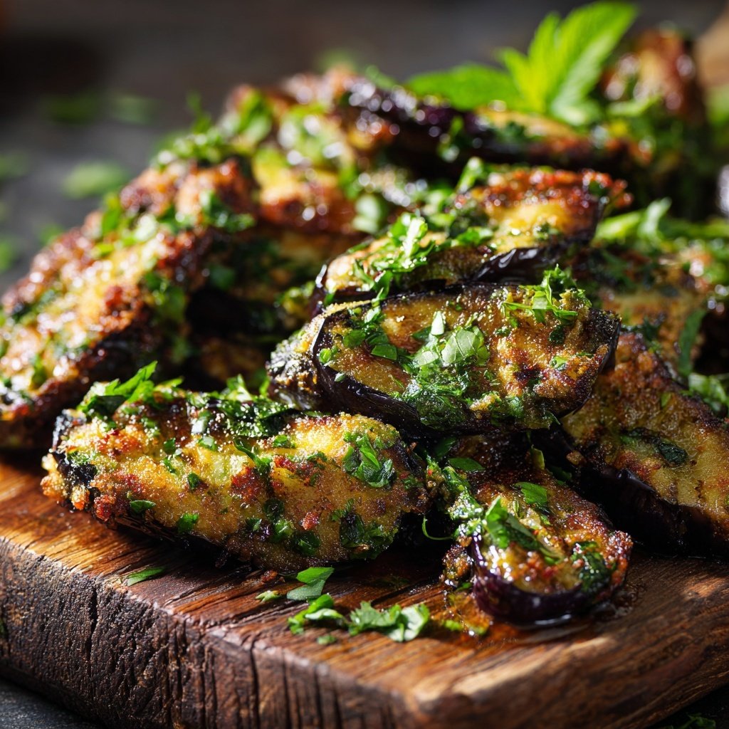 Auberginen aus der Pfanne mit Kräutern